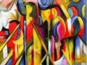 Afbeelding van Franz Marc - Stallungen b86925 40x50cm Expressionismus Ölgemälde handgemalt