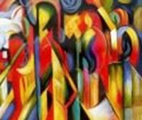 Afbeelding van Franz Marc - Stallungen stables c86982 50x60cm Expressionismus Ölgemälde handgemalt