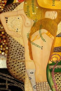 Afbeelding van Gustav Klimt - Wasserschlangen I close up d87015 60x90cm imposantes Ölgemälde handgemalt