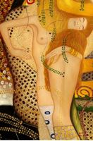 Afbeelding van Gustav Klimt - Wasserschlangen I close up d87016 60x90cm imposantes Ölgemälde handgemalt