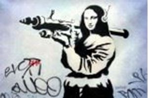 Afbeelding van Homage to Banksy - Mona Lisa street art series d87032 60x90cm spektakuläres Ölgemälde