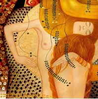 Afbeelding van Gustav Klimt - Wasserschlangen I close up g87162 80x80cm imposantes Ölgemälde handgemalt