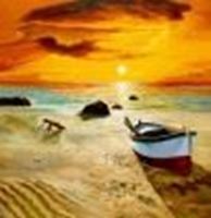 Изображение Sonnenuntergang am Strand von Sylt g87179 80x80cm exzellentes Ölgemälde