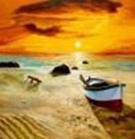 Εικόνα της Sonnenuntergang am Strand von Sylt g87179 80x80cm exzellentes Ölgemälde
