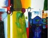 Εικόνα της Modern Art - Abstrakt New Yorker Hafen b87443 40x50cm Ölgemälde handgemalt