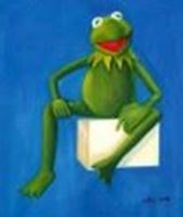 Immagine di Pop Art - Muppets Kermit auf Blau c87838 P 50x60cm spektakuläres Ölbild handgemalt