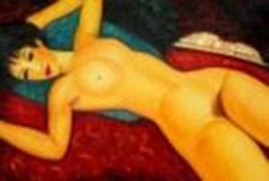 Afbeelding van Amedeo Modigliani - Akt mit blauem Kissen d87522 60x90cm exzellentes Ölbild