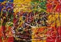 Afbeelding van Homage of Pollock - Dripping over cubes d87525 60x90cm abstraktes Ölgemälde handgemalt