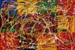 Afbeelding van Homage of Pollock - Dripping over cubes d87526 60x90cm abstraktes Ölgemälde handgemalt