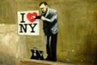Afbeelding van Homage to Banksy - I love New York d87551 60x90cm exquisites Ölbild