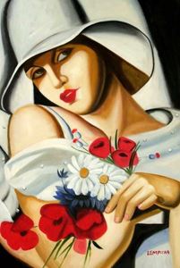 Picture of Homage of T. Lempicka - Hochsommer d87586 60x90cm exzellentes Ölbild