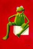 Picture of Pop Art - Muppets Kermit auf Rot d87842 60x90cm spektakuläres Ölbild handgemalt