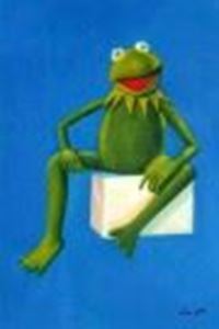 Obrazek Pop Art - Muppets Kermit auf Blau d87843 60x90cm spektakuläres Ölbild handgemalt