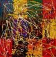 Afbeelding van Homage of Pollock - Dripping over cubes g87645 80x80cm abstraktes Ölgemälde handgemalt