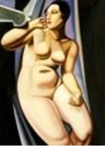 Afbeelding van Homage of T. de Lempicka - Die Taube i87721 80x110cm Art Deco Ölgemälde handgemalt