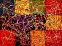 Afbeelding van Homage of Pollock - Dripping over cubes i87917 80x110cm abstraktes Ölgemälde handgemalt