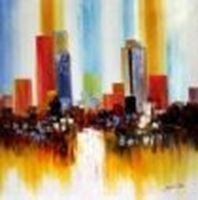 Afbeelding van Abstrakt New York Manhattan Skyline im Frühling m87764 120x120cm eindrucksvolles Gemälde handgemalt