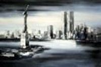 Resim Modern Art New York Manhattan Skyline im Mondschein p87787 120x180cm imposantes Ölgemälde