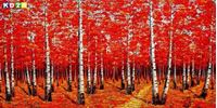 Εικόνα της Modern Art - Birkenhain im Herbst f88137 60x120cm exzellentes Ölbild handgemalt