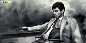 Εικόνα της Modern Art - The Scarface Tony Montana f88147 60x120cm spektakuläres Ölbild handgemalt Museumsqualität