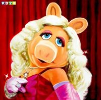 Obrazek Pop Art - Muppets Miss Piggy g88171 80x80cm exquisites Ölgemälde