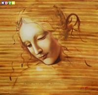 Εικόνα της Leonardo da Vinci - Frauenkopf g88176 80x80cm exzellentes Ölbild
