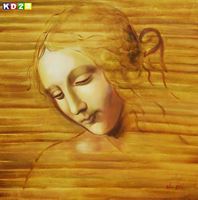 Εικόνα της Leonardo da Vinci - Frauenkopf g88177 80x80cm exzellentes Ölbild