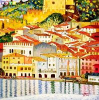 Afbeelding van Gustav Klimt - Malcesine am Gardasee h88203 90x90cm Ölbild handgemalt