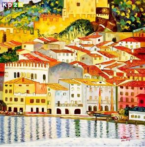 Εικόνα της Gustav Klimt - Malcesine am Gardasee h88203 90x90cm Ölbild handgemalt