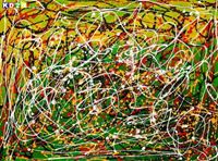 Afbeelding van Homage of Pollock - Number 8 i88216 80x110cm abstraktes Ölgemälde handgemalt