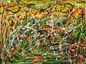 Afbeelding van Homage of Pollock - Number 8 i88216 80x110cm abstraktes Ölgemälde handgemalt