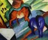 Afbeelding van Franz Marc - Rotes und blaues Pferd c88883 50x60cm handgemaltes Ölbild