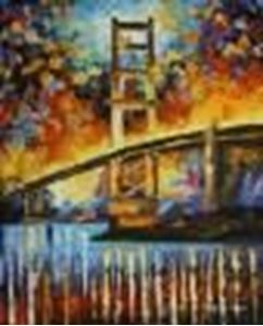 Εικόνα της Modern Art - Golden Gate Bridge am Abend  c88897 50x60cm abstraktes Ölgemälde