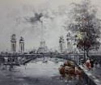 Εικόνα της Modern Art - Paris Spaziergang im Winter c89028 50x60cm Ölbild handgemalt