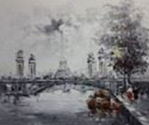Εικόνα της Modern Art - Paris Spaziergang im Winter c89028 50x60cm Ölbild handgemalt