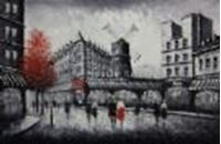 Picture of Modern Art Spaziergang am Moulin Rouge Paris d88767 60x90cm Ölbild handgemalt