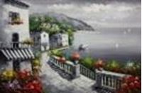 Afbeelding van Hotelterrasse mit Meeresblick d88789 60x90cm abstraktes Gemälde handgemalt
