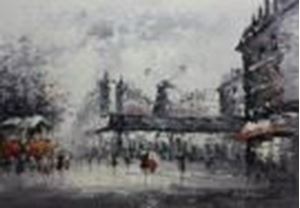 Εικόνα της Modern Art Spaziergang am Moulin Rouge Paris d88832 60x90cm Ölbild handgemalt