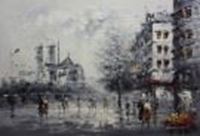 Εικόνα της Modern Art - Stadtleben im Winter d88835 60x90cm abstraktes Ölgemälde