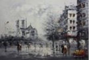 Εικόνα της Modern Art - Stadtleben im Winter d88835 60x90cm abstraktes Ölgemälde