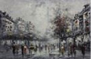 Imagen de Modern Art - Spaziergang in der Pariser Innenstadt d88837 60x90cm Ölbild handgemalt