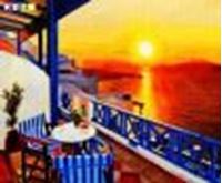 Εικόνα της Modern Art - Hotelterrasse auf Mykonos c88541 50x60cm Ölbild handgemalt