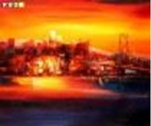 Picture of Modern Art - Golden Gate Bridge am Abend c88556 50x60cm abstraktes Ölgemälde