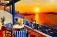 Εικόνα της Modern Art - Hotelterrasse auf Mykonos d88611 60x90cm Ölbild handgemalt