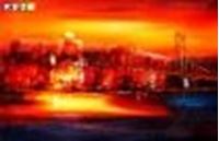 Εικόνα της Modern Art - Golden Gate Bridge am Abend d88614 60x90cm abstraktes Ölgemälde