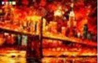 Εικόνα της Modern Art - Brooklyn Bridge am Abend d88615 60x90cm abstraktes Ölbild
