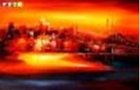 Εικόνα της Modern Art - Golden Gate Bridge am Abend d88616 60x90cm abstraktes Ölgemälde