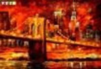 Εικόνα της Modern Art - Brooklyn Bridge am Abend d88620 60x90cm abstraktes Ölbild