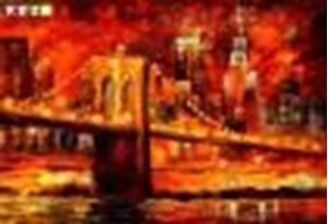 Εικόνα της Modern Art - Brooklyn Bridge am Abend d88620 60x90cm abstraktes Ölbild