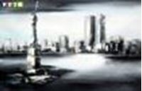 Resim Modern Art New York Manhattan Skyline im Mondschein d89234 60x90cm imposantes Ölgemälde